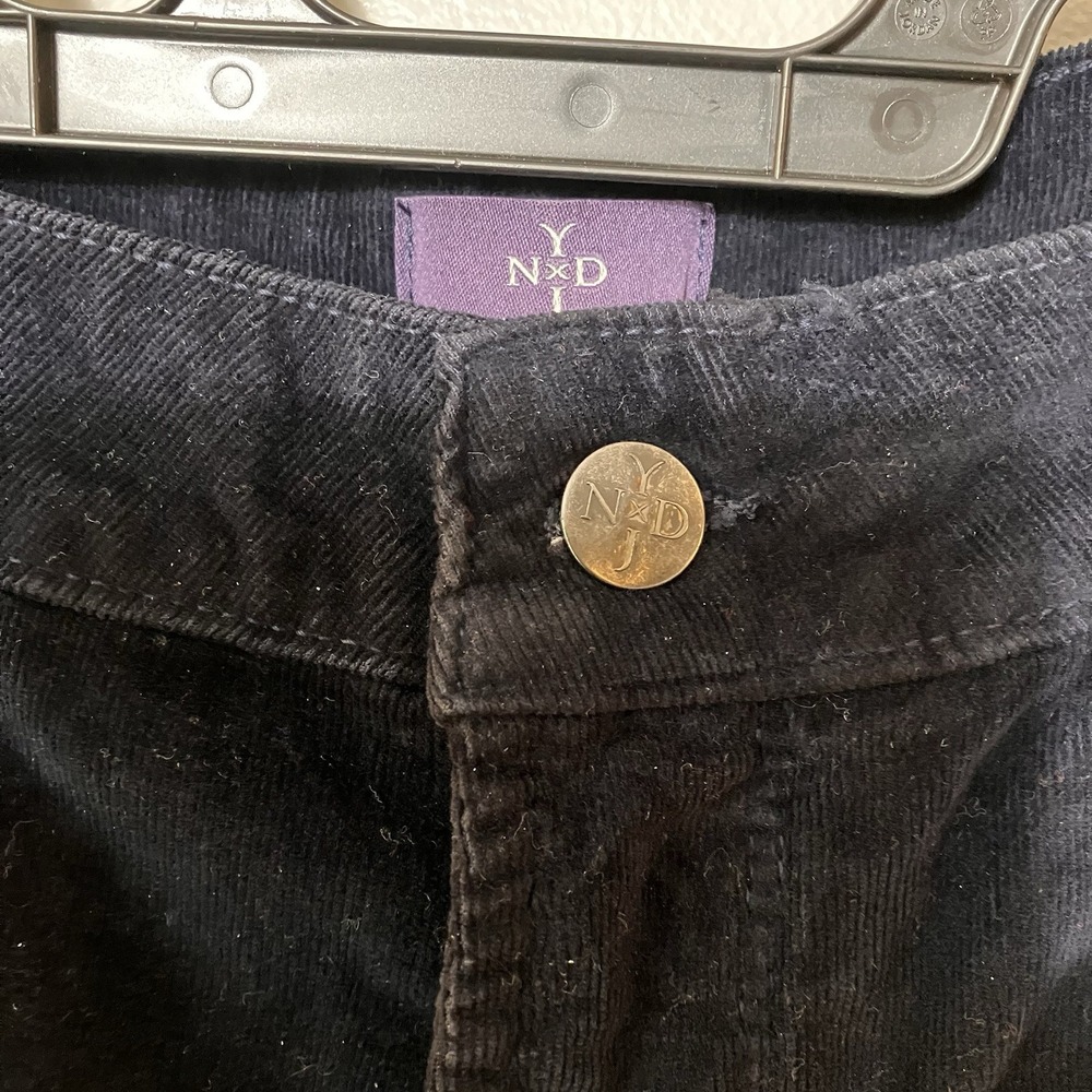 NWT NYDJ Straight Leg Corduroy Pants Navy Blue Size 14W Thin Wale Stretch 34x31 - Picture 2 of 15